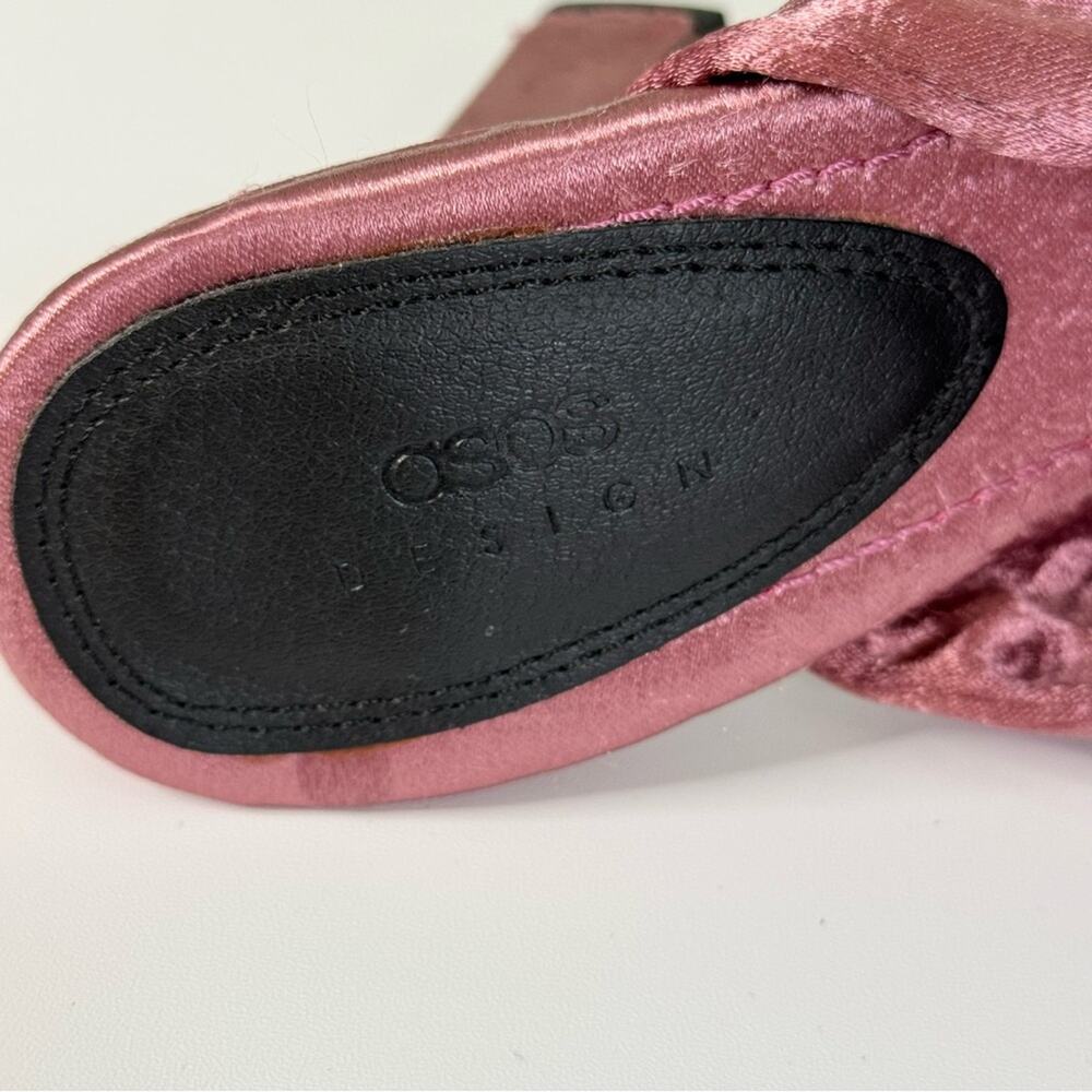 Asos Design Norbiton Square Toe Wide Chunky Heels Twist Mules Sandal Pink US 9 - Picture 4 of 8